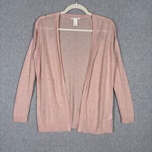 H&M Cardigan XS Pink Thin Open Sheer‎ Travel Feminine Career Church Pale Soft